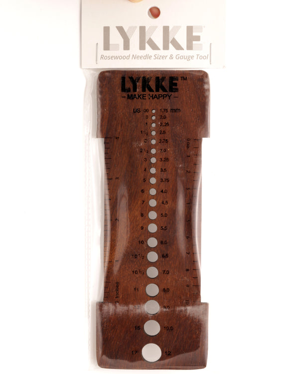 LYKKE Indian Rosewood Needle Sizer & Gauge Tool Yarn Loop
