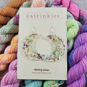 Katrinkles -  Glitter Acrylic Moon Needle Gauge Earrings