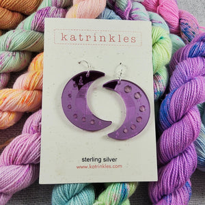 Katrinkles -  Lavender Acrylic Moon Needle Gauge Earrings