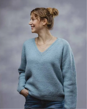 V Neck Sweater - Tunisian Crochet