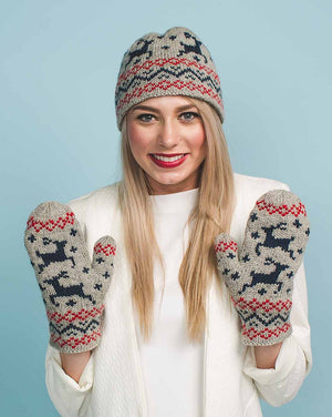 Dancing Deer Hat & Mittens by Erica Mount