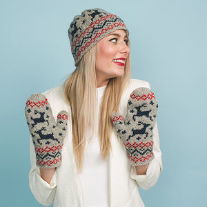 Dancing Deer Hat & Mittens by Erica Mount