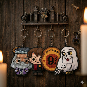 Harry Potter Cross Stitch Keyring Kit - Platform 9 3/4