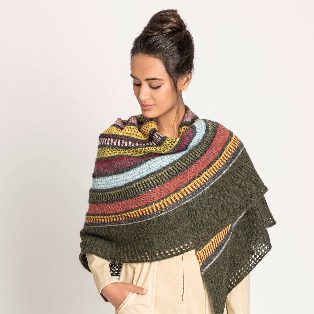 14 Color Woolstok Light Shawl by Mary Pranica