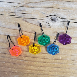 Katrinkles - Cast-On Counting Numbers Rainbow Acrylic Stitch Marker Set