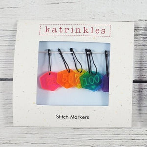 Katrinkles - Cast-On Counting Numbers Rainbow Acrylic Stitch Marker Set