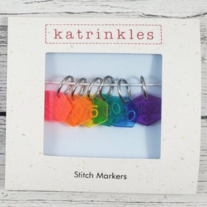 Katrinkles - Cast-On Counting Numbers Rainbow Acrylic Stitch Marker Set