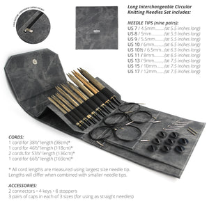 LYKKE - Driftwood Long 5.5-7.5" Interchangeable Needle Set (US 7-17) PRE-ORDER