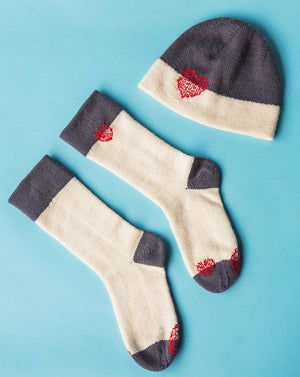 Mended Heart Hat and Socks Set by Cheryl Toy