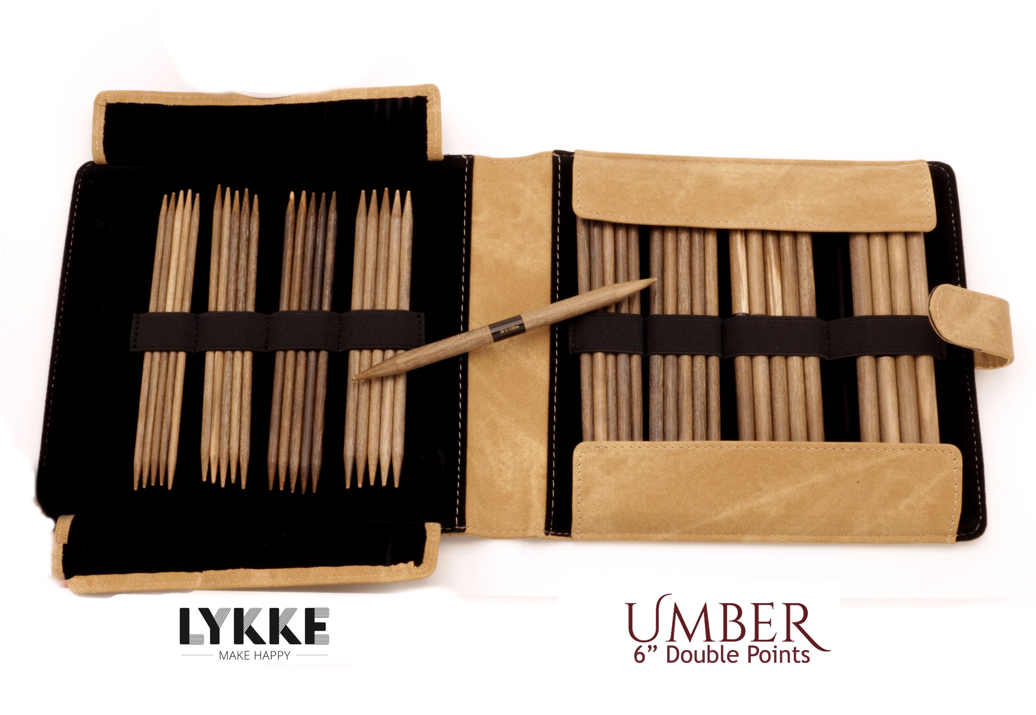  Lykke Umber 6-Inch Small Sizes DPN Double Point Knitting Needle  Set Birchwood US Sizes 0, 1, 1.5, 2, 2.5, 3, 4, & 5 Includes Umber Denim  Case Bundle with Artsiga Crafts Project Bag