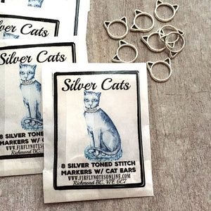 Silver Cats Stitch Markers 8pk by Firefly Notes